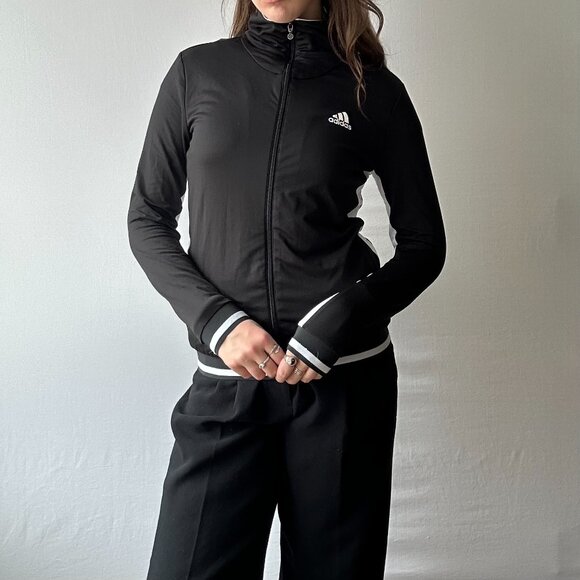 Vintage Style Black Adidas Zip-Up Jumper - Picture 1 of 4